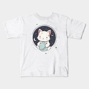 Cute Kitty Bear in Space Kids T-Shirt